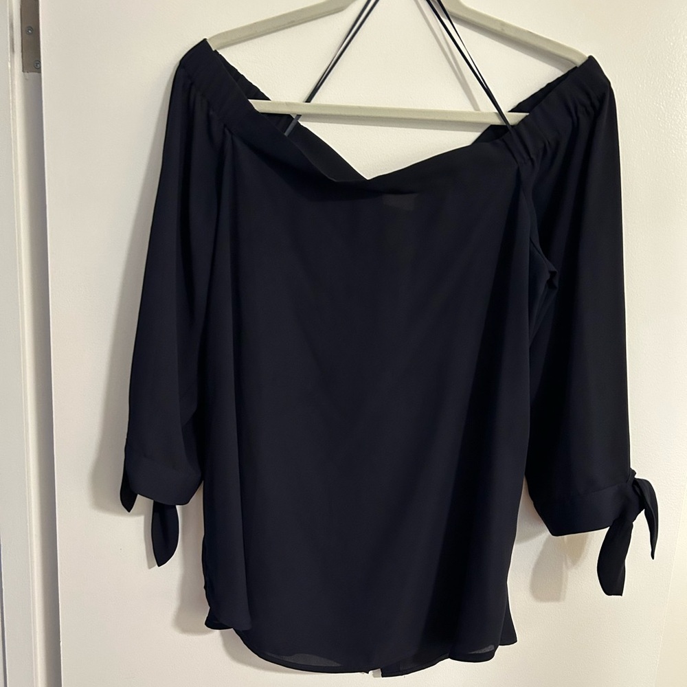 Banana Republic Black Off-the-Shoulder Tie Front Blouse